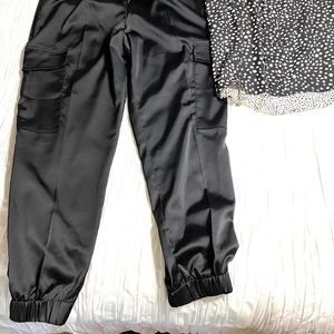 Satin cargo dress pants